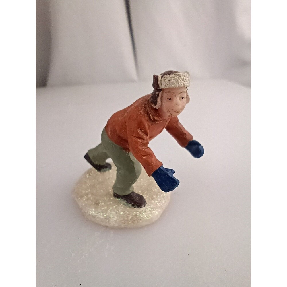 Christmas Village Boy Ready Set Go in the Snow Boys will be Boys Figurine Lemax